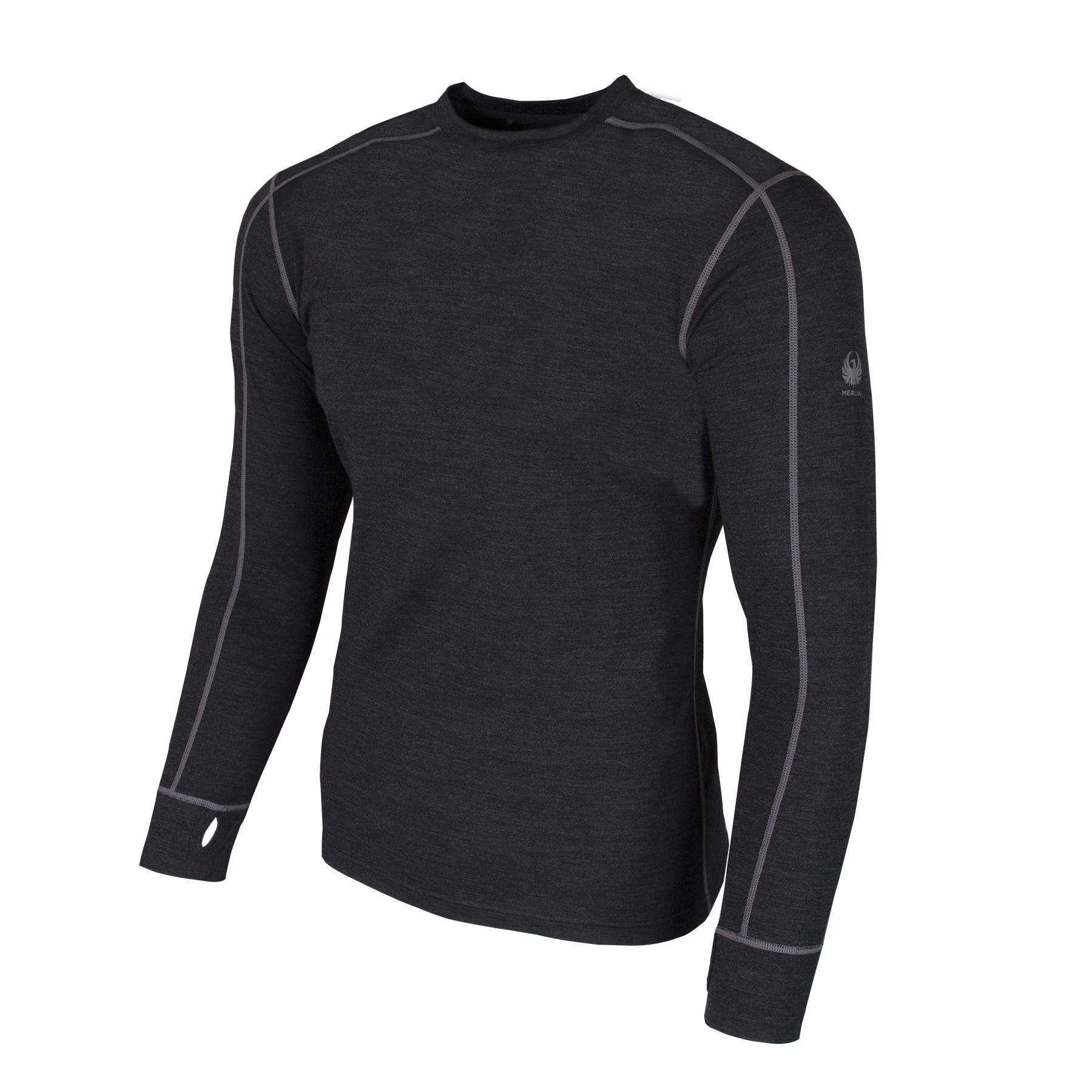 Merlin Atacama Mens Merino Wool Base Layer Top Charcoal