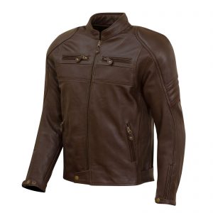 Merlin Odell Armoured leather jacket Brown front view