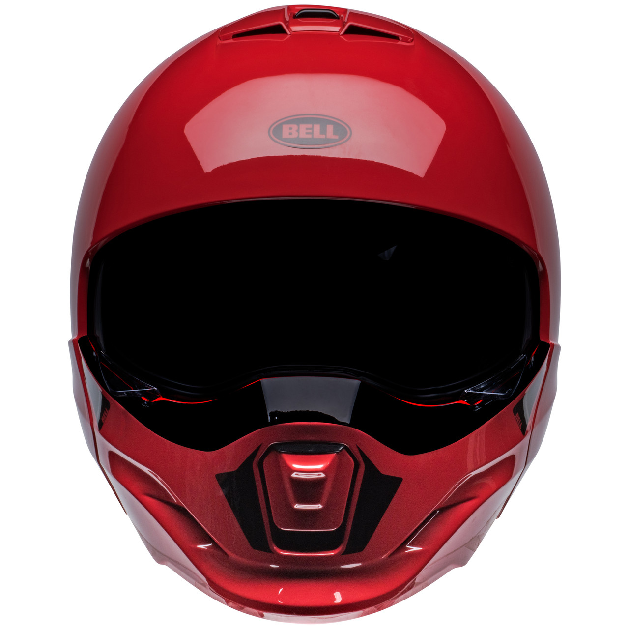 Helmet, Duplet Red with dark smoked visor right hand side frontal view available to try on at Birmingham's Chas Mann Motorcycles.
