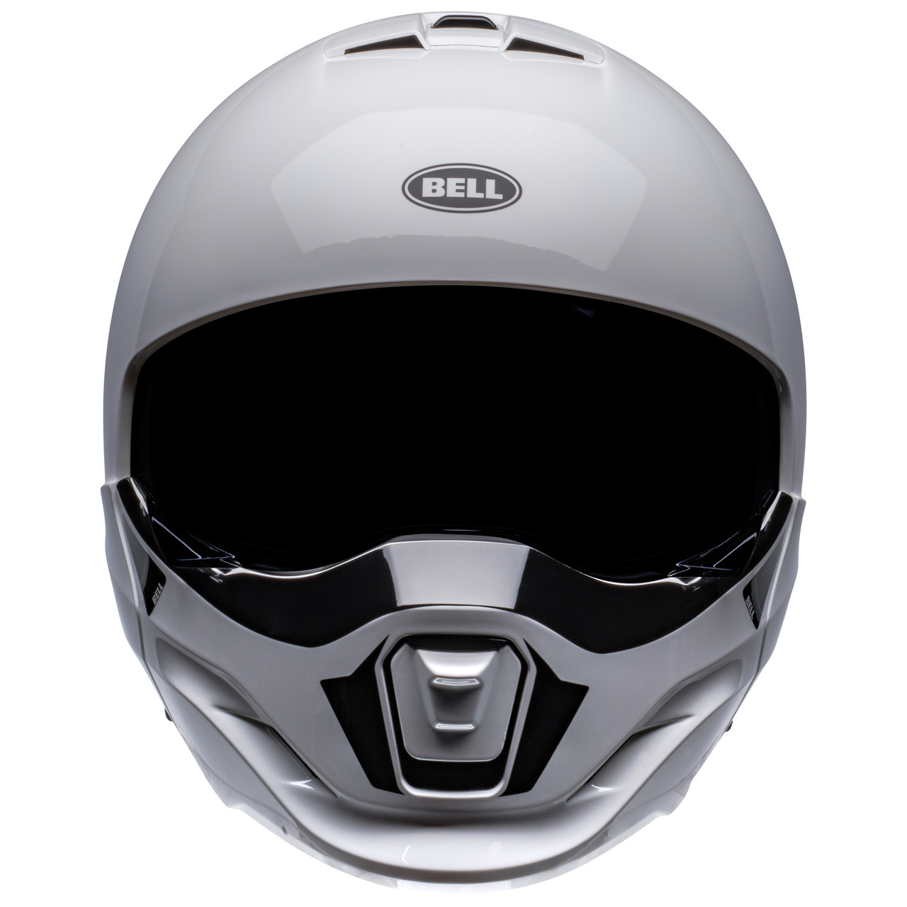 Bell Broozer Full Face (Removable) Helmet with smoked visor, Duplet White front view.