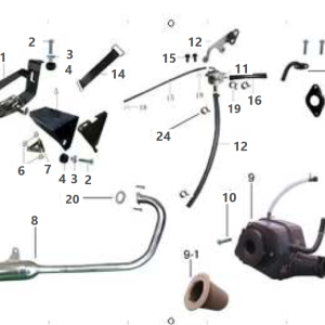 Mash Seventy 125 2017 exhaust system parts schematic for identifying parts to order from Chas Mann otorcycles.