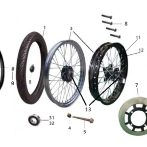 This is a schematic showing the front wheel components for a Mash Seventy 125cc