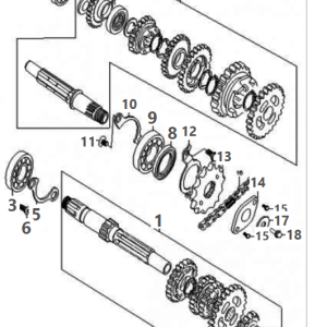 Primary & Secondary shaft for a Mash Black Seven 125cc 2022 Euro 5