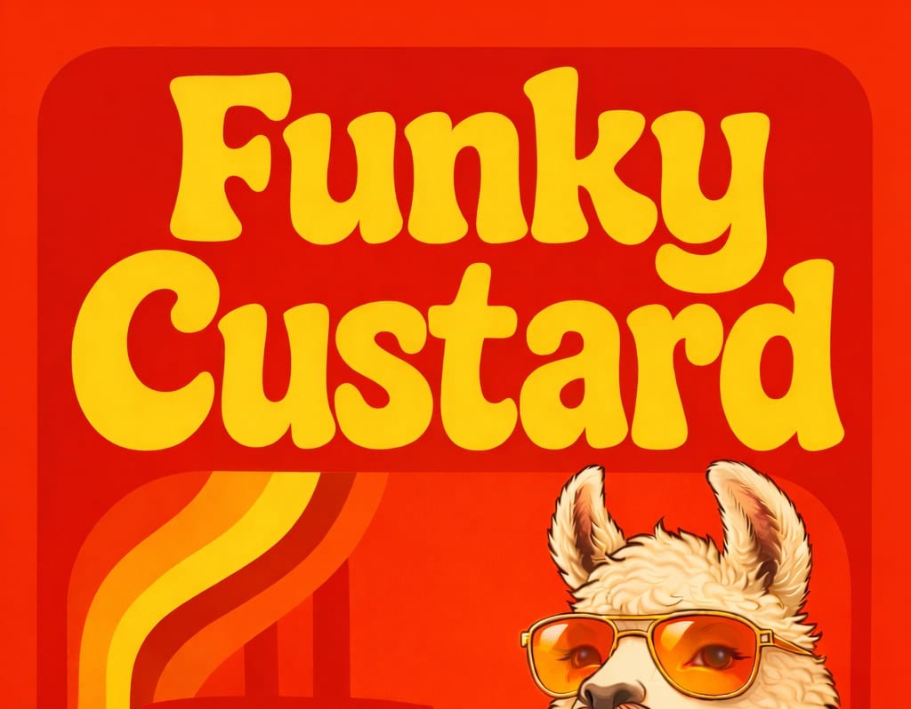 Funky Custard poster for The Downstairs at Chas Mann's gig